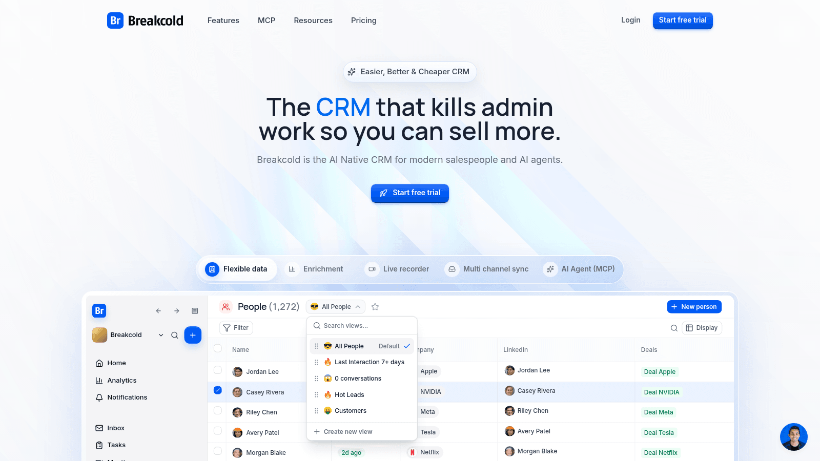 Breakcold as a top CRM for LinkedIn