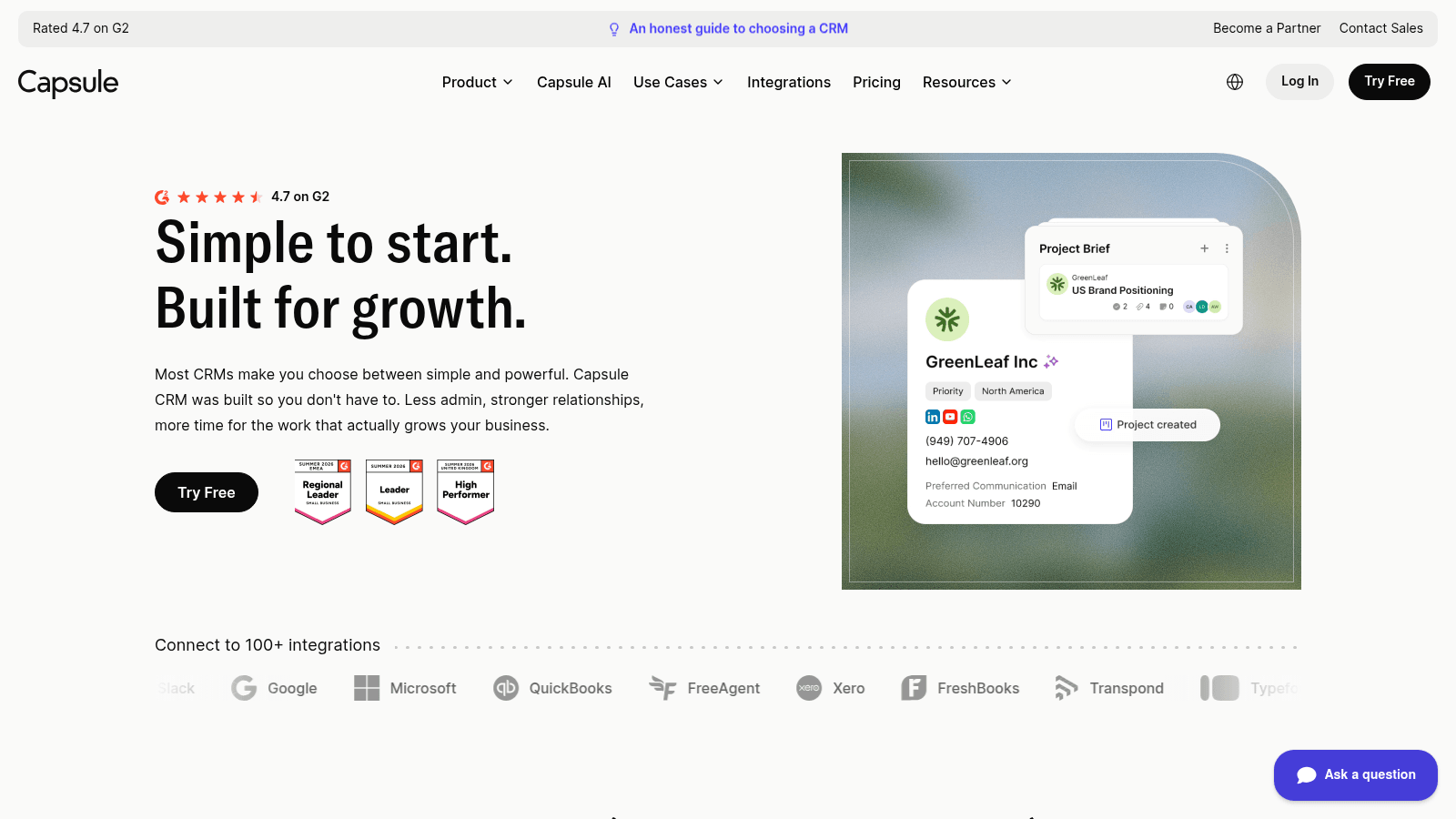 Capsule as top contact management software