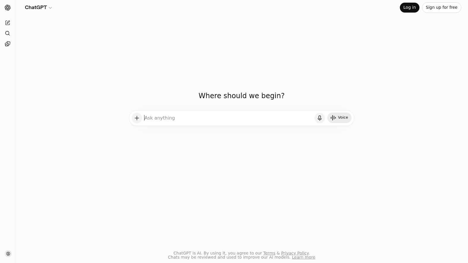 ChatGPT homepage