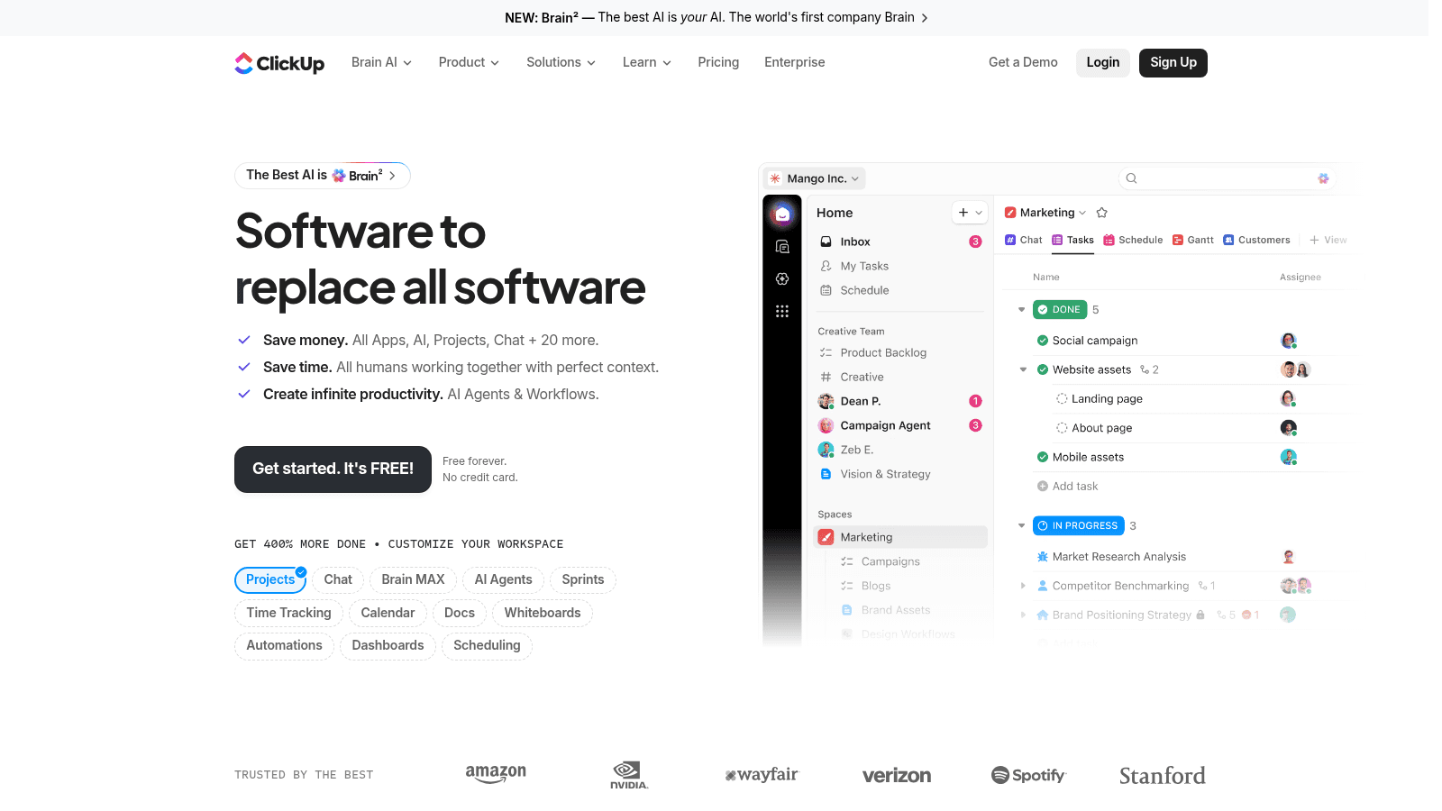 ClickUp homepage