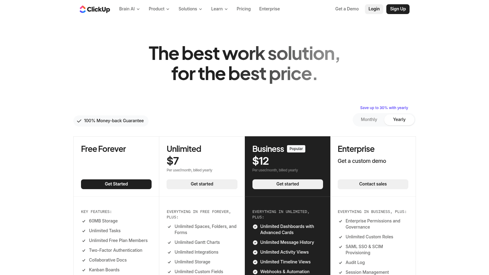 ClickUp pricing