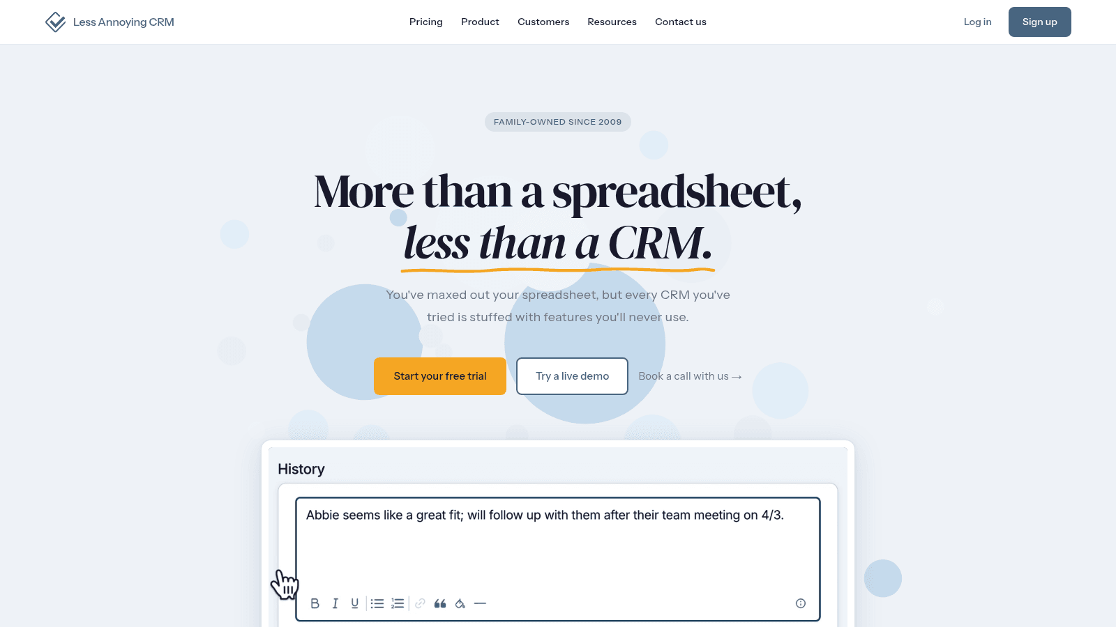 Less Annoying CRM as top contact management software