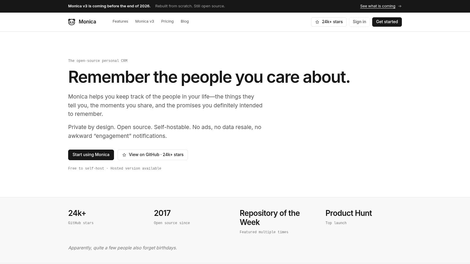 Monica as a top personal crm