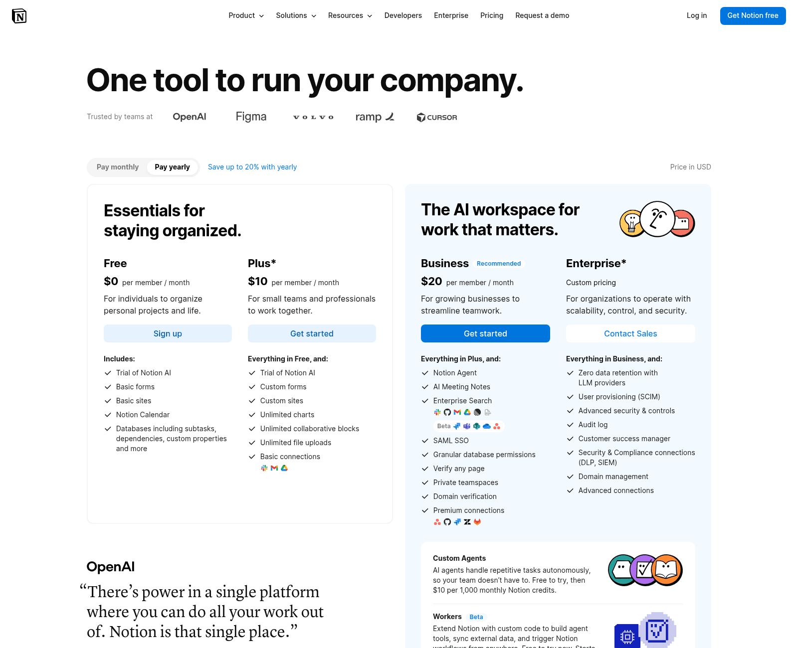 Notion plan pricing