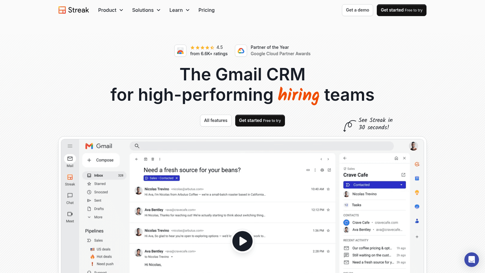 Streak as top contact management software